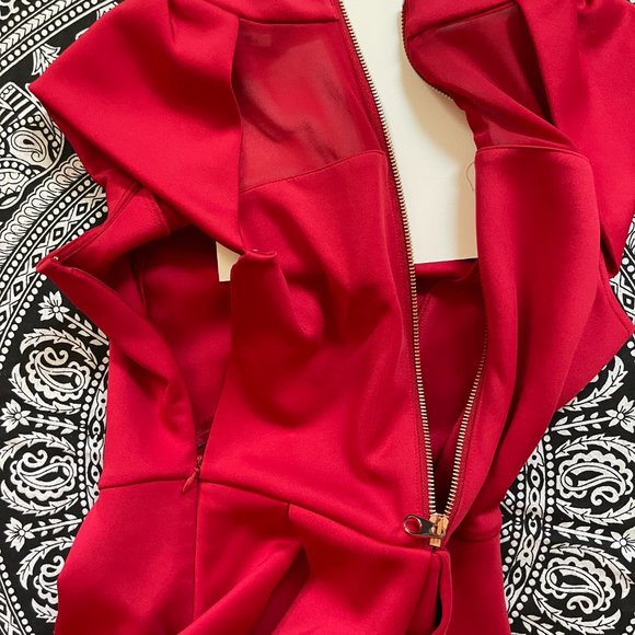 Ted Baker Just for You Red Dress with Cap Sleeves Size 1 - Picture 5 of 10
